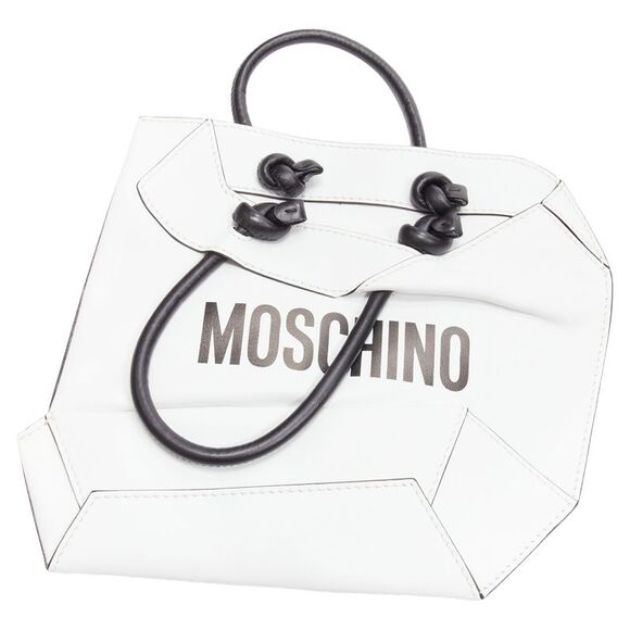 Moschino Couture Optical 2D Flat Shopping Tote Leather Clutch Bag - Picture 5 of 6